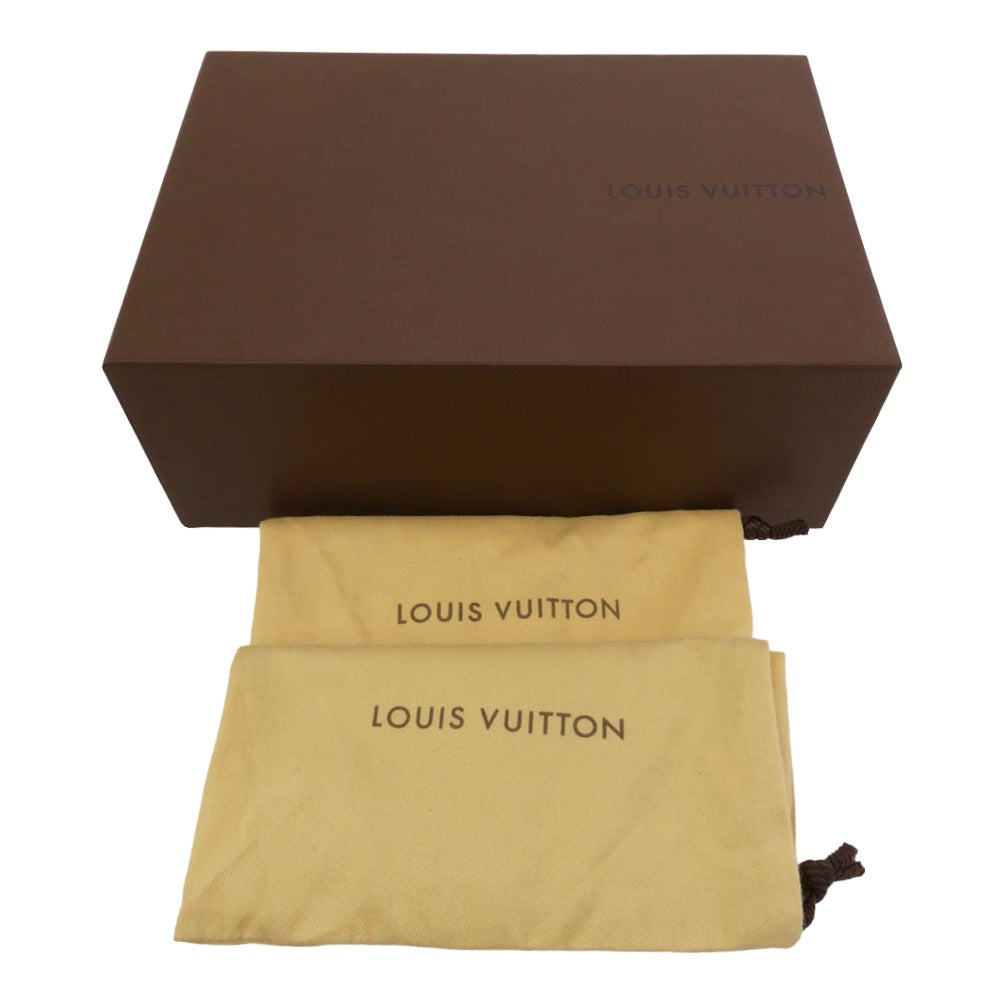 LOUIS VUITTON ルイ・ヴィトン LI0037 パテントレザー スエード コンビ テープロゴ ロートップ スニーカー ブラック系 6.5【中古】