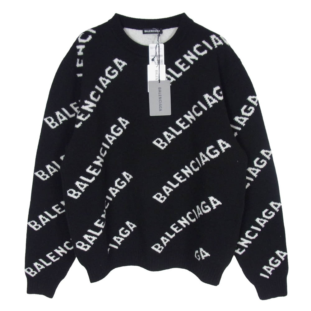 BALENCIAGA バレンシアガ 20AW 648433 オールオーバーロゴ セーター ニット ブラック系 L【中古】 BALENCIAGA バレンシアガ 20AW 648433 オールオーバーロゴ セーター