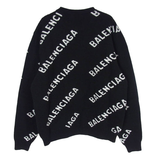 BALENCIAGA バレンシアガ 20AW 648433 オールオーバーロゴ セーター ニット ブラック系 L【中古】