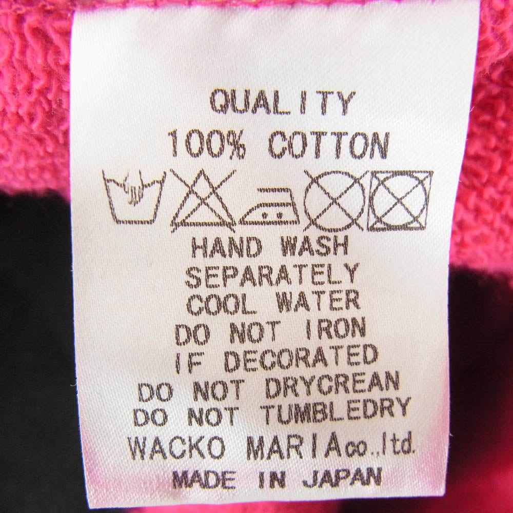 WACKO MARIA ワコマリア FUCK THIS LIFE 総柄 ジップアップ フーディー パーカー ピンク系 S【中古】