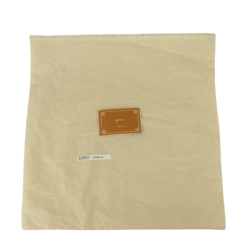 genten ゲンテン 49586-84 ギャランティ付属 MANNINE マンナイン レザー 巾着 バッグ ポーチ ブルー系【中古】