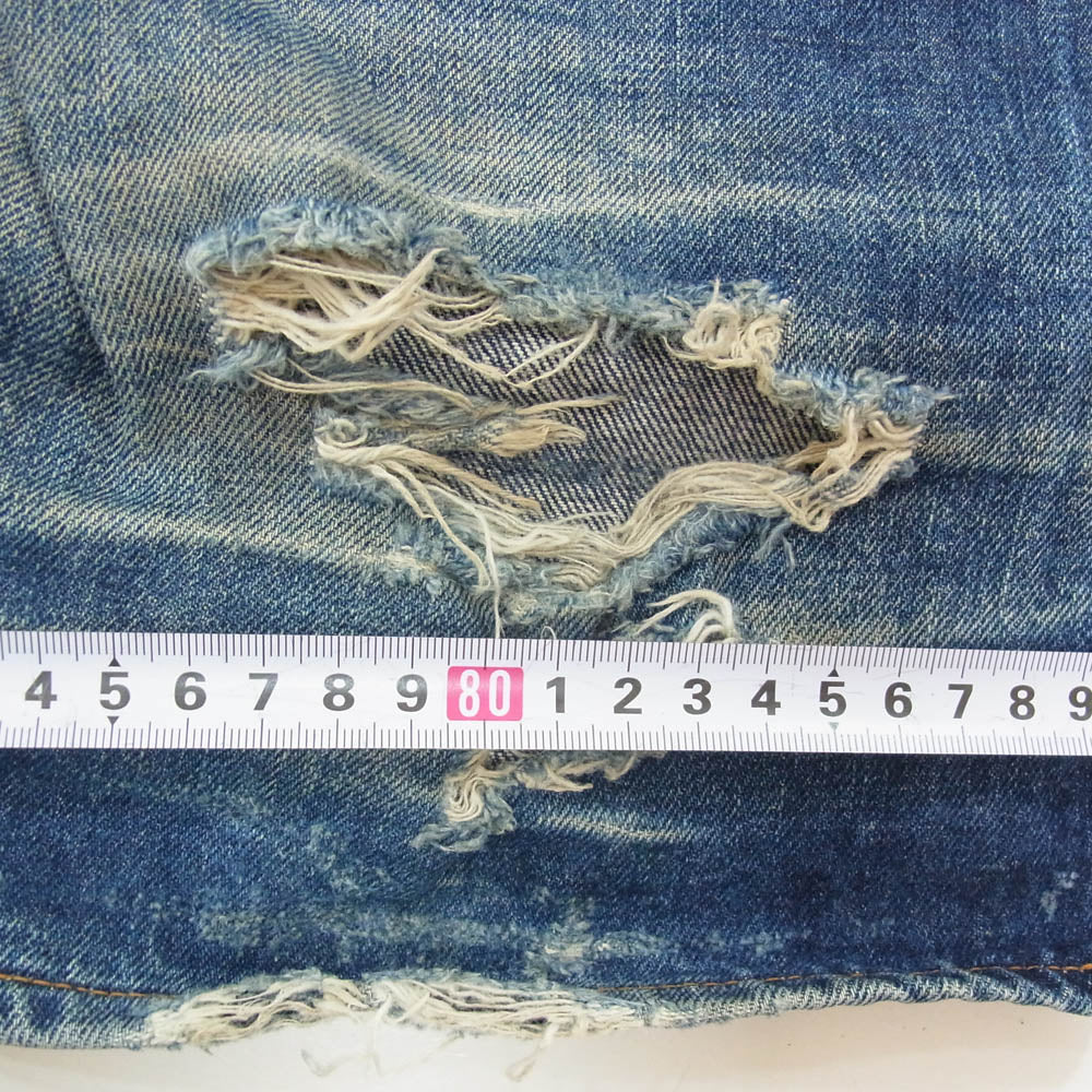 Levi's リーバイス 日本製復刻 ボタン裏J09 502-XX セルビッチ ヴィンテージ加工 デニム パンツ インディゴブルー系 33【中古】
