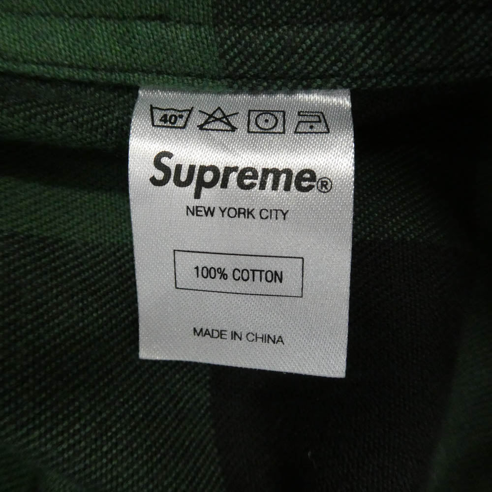 Supreme シュプリーム 12AW Buffalo Check Shirt バッファロー ブロックチェック ボタンダウン 長袖 シャツ グリーン系 M【中古】