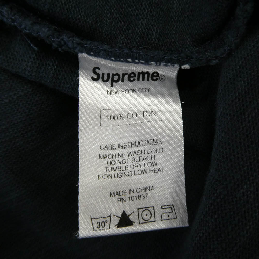 Supreme シュプリーム 14AW Arena Top Tee L/S アリーナトップ 長袖 カットソー バック FTP ロゴ ヘビーウェイト スラブコットン フェード ネイビー系 L【中古】