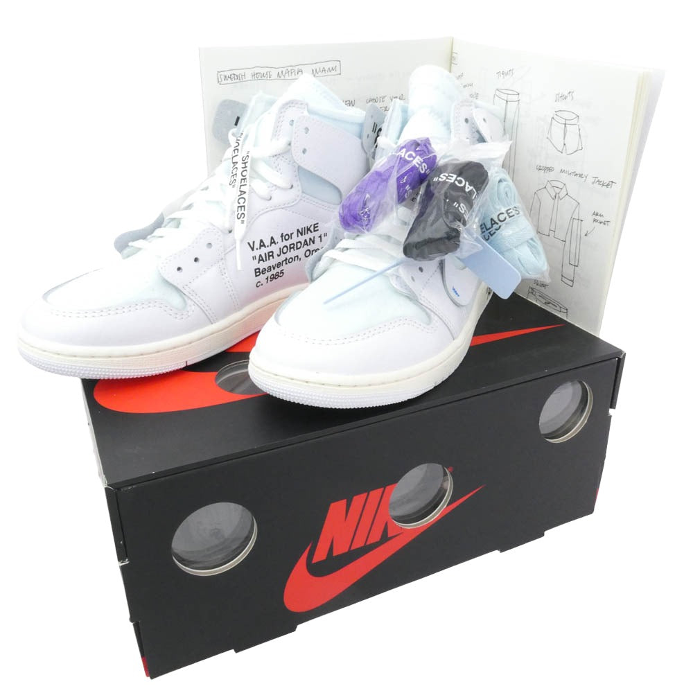 NIKE ナイキ 26SS AA3834-100 × Virgil Abloh Archive 【フェイクバスターズ鑑定済】ヴァージルアブローアーカイブ V.A.A Air Jordan 1 Retro High OG Alaska エアジョーダン 1レトロハイ ハイカット スニーカー ホワイト系 ライトブルー系 27cm【新古品】【未使用】【中古】