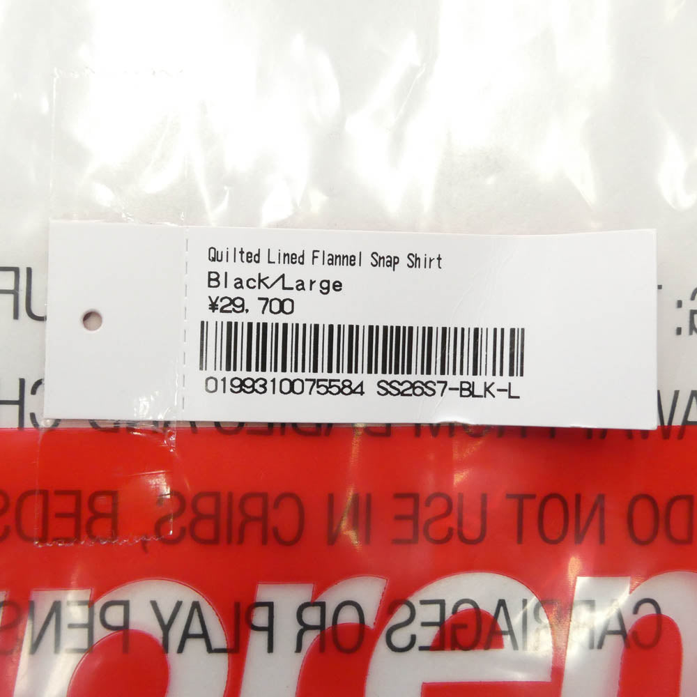 Supreme シュプリーム 26SS Quilted Lined Flannel Snap Shirt Black キルテッド ラインド フランネル スナップ シャツ キルティング ジャケット ブラック系 レッド系 マルチカラー系 L【極上美品】【中古】