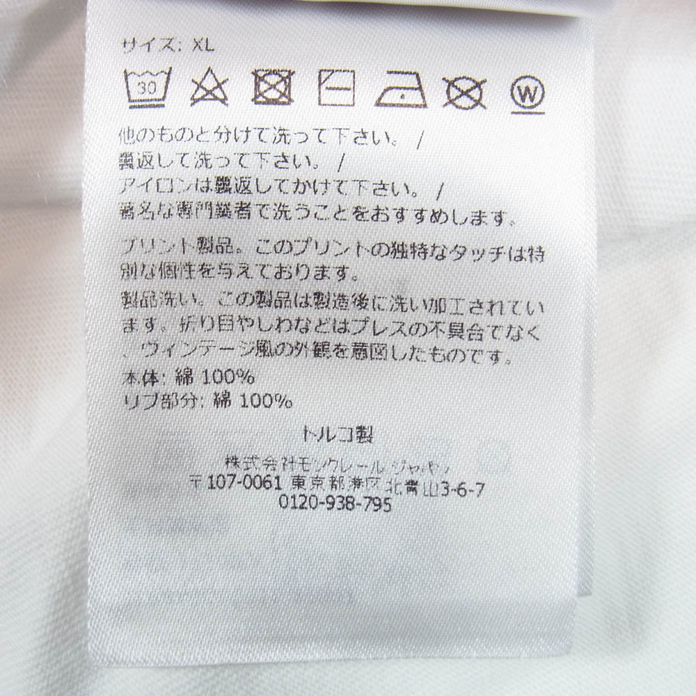 MONCLER モンクレール MC8D000118390T レタリングプリント 袖ロゴワッペン クルーネック 長袖 Tシャツ ロンT ホワイト系 XL【中古】
