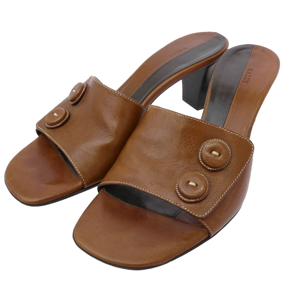 BALLY バリー レザー ヒール サンダル ブラウン系 EU35【中古 