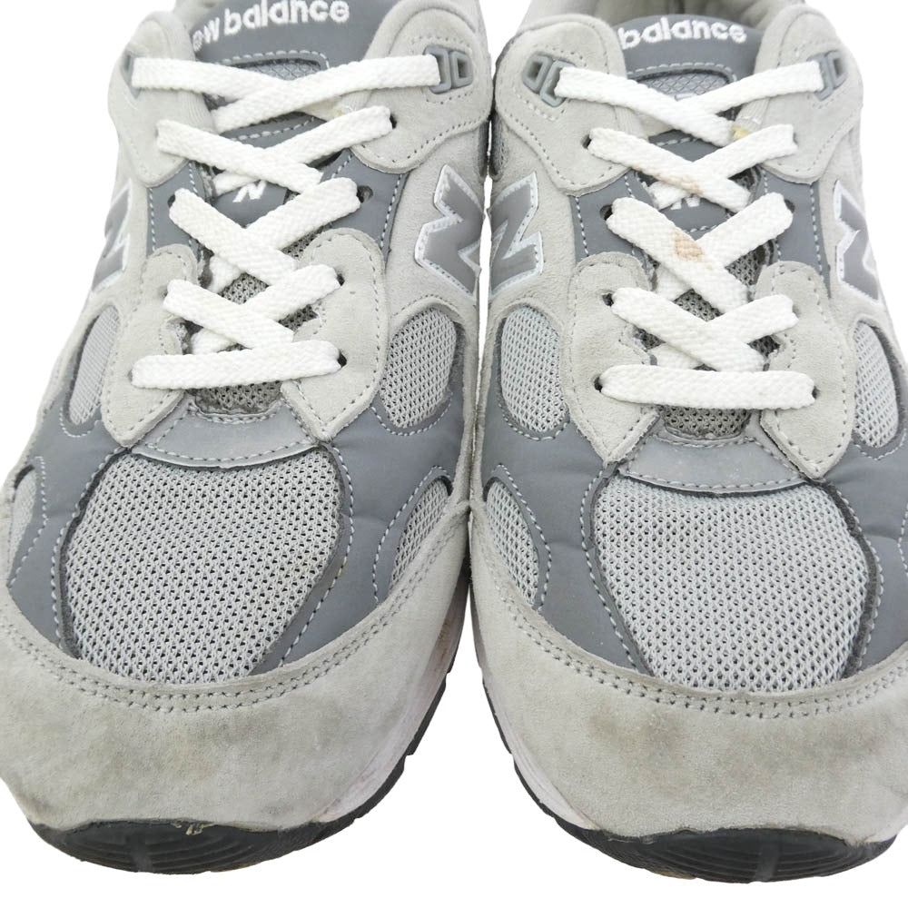 NEW BALANCE ニューバランス M992GR 992 Gray スエード切替 ローカットスニーカー グレー系 27cm【中古】