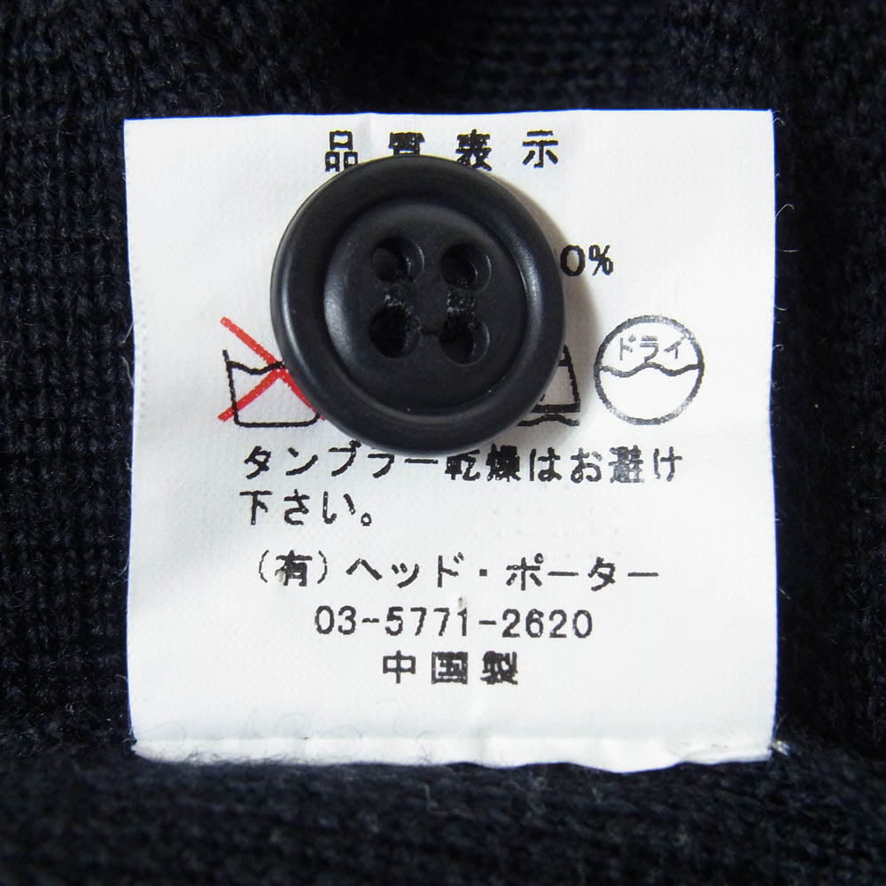 HEAD PORTER ヘッドポーター PLUS プラス エルボーパッチ 肩パッチ 切替 ウール ニット セーター ブラック系 L【中古】