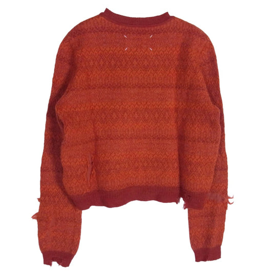 MAISON MARGIELA メゾンマルジェラ S51HA1179 1ライン 四つタグ ダメージ加工 ウール ニット セーター オレンジ系 S【中古】