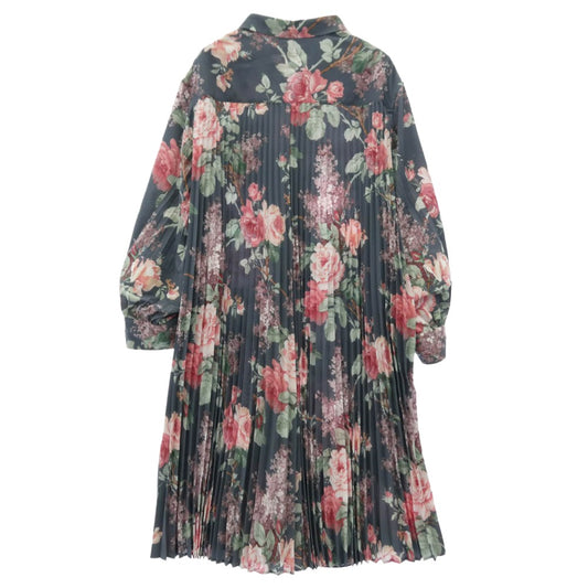 JUNYA WATANABE COMME des GARCONS ジュンヤワタナベコムデギャルソン JB-O033 フローラル 花柄 プリーツ ロング 長袖 ワンピース マルチカラー系 S【中古】