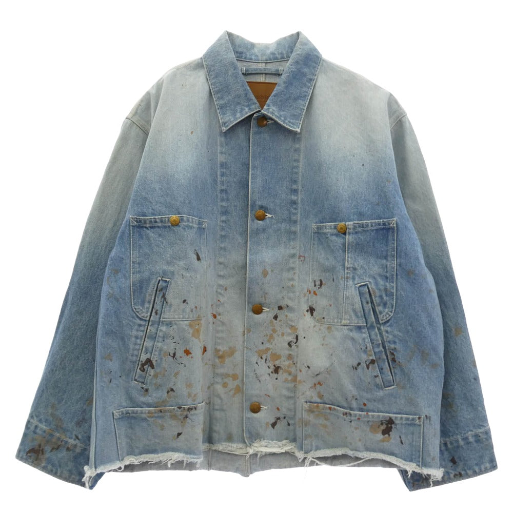 doublet ダブレット 24AW 24AW47BL204 CUT OFF DENIM COVERALL カットオフ デニム ペンキ加工 カバーオール インディゴブルー系 M【中古】 doublet ダブレット 24AW 24AW47BL204 CUT OFF DENIM COVERALL カット