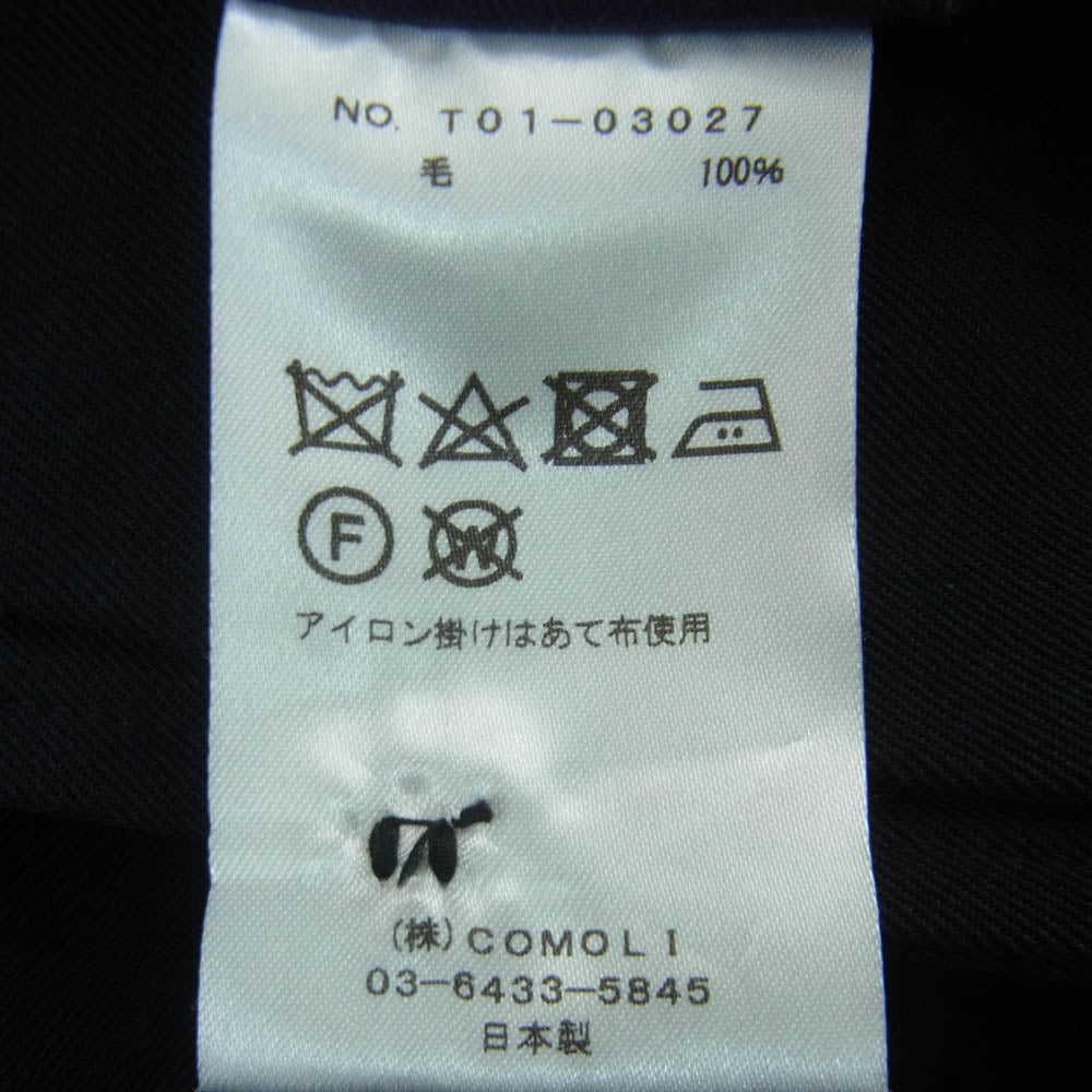 COMOLI コモリ 21SS T01-03027 ウール ギャバ 6P カーゴ パンツ 日本製 ダークネイビー系 2【中古】