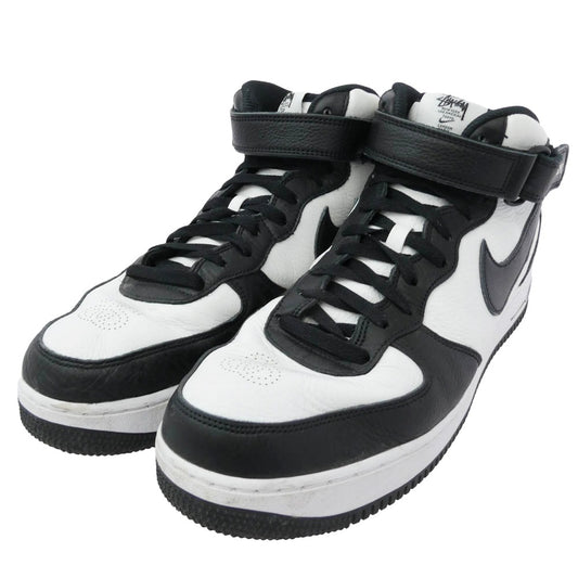 NIKE ナイキ DJ7840-002 Stussy エアフォース1 ミッド ブラック アンド ライトボーン ハイカットスニーカー ブラック系 ホワイト系 30cm【中古】