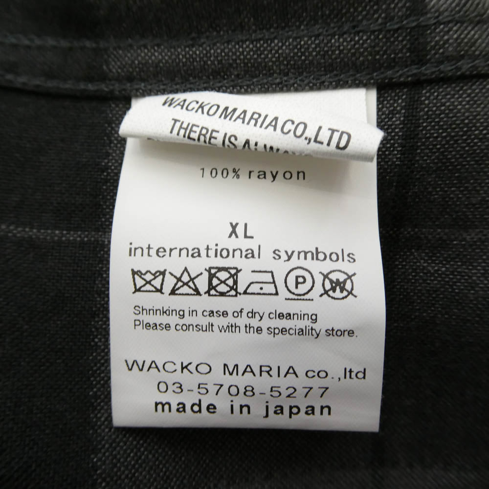WACKO MARIA ワコマリア OMBRE CHECK OPEN COLLAR SHIRT オンブレチェック 半袖 シャツ グレー系 ブラック系 XL【中古】
