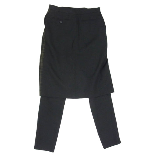 HYKE ハイク 16AW 162-13075-021 チェック柄 ウール スカート レイヤード パンツ ブラック系 2【中古】