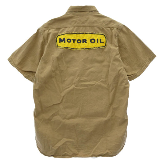 The REAL McCOY'S ザリアルマッコイズ JOE McCOY 8 HOUR UNION ワッペン付き 半袖 ワークシャツ 黒系 ベージュ系 15【中古】