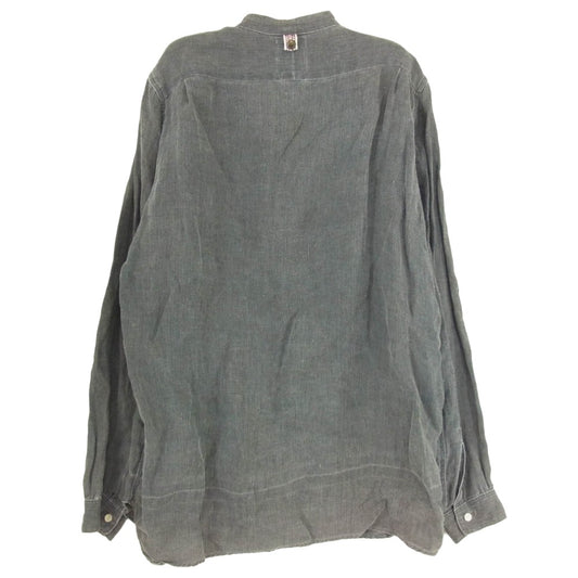 VISVIM ビズビム 14SS 0114105011017 LONG RIDER SHIRT L/S HERRINGBONE ヘリンボーン ロング ライダー スタンドカラー リネン 長袖 シャツ グレー系 2【美品】【中古】