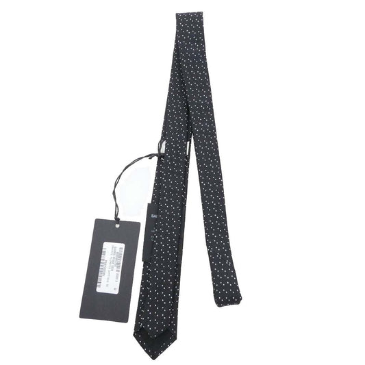 SAINT LAURENT サンローラン 643955 4Y002 マイクロドット シルク100% ネクタイ ブラック系 ホワイト系 4×145cm【極上美品】【中古】