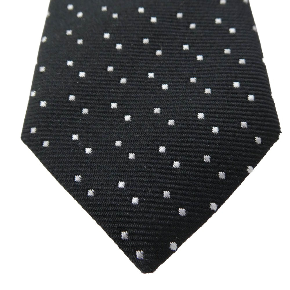 SAINT LAURENT サンローラン 643955 4Y002 マイクロドット シルク100% ネクタイ ブラック系 ホワイト系 4×145cm【極上美品】【中古】