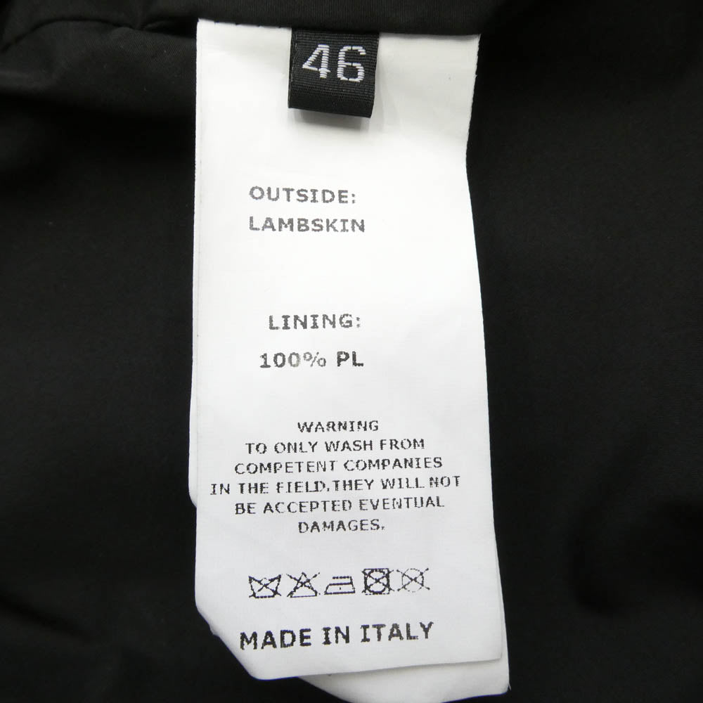 EMMETI エンメティ 24-18-0351-832 BEAMS別注 JURI ユリ ラムスキン レザー シングル ライダース ジャケット ブラック系 46【中古】