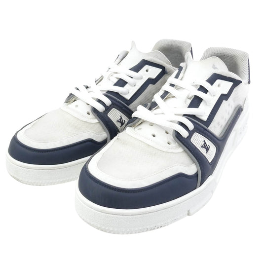 LOUIS VUITTON ルイ・ヴィトン 1AIJ26 アメリカズカップ LV トレイナー ライン スニーカー ローカットスニーカー ホワイト系 ダークネイビー系 7.5【中古】