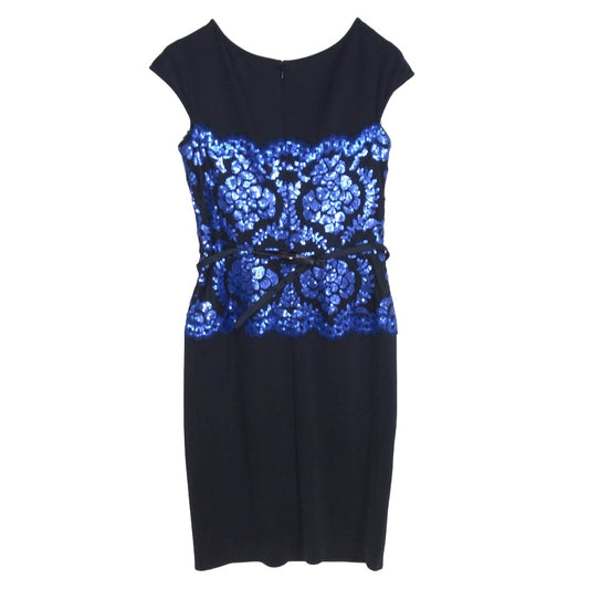 TADASHI SHOJI タダシショージ スパンコール ベルテッド ワンピース ドレス ブラック系 8【中古】