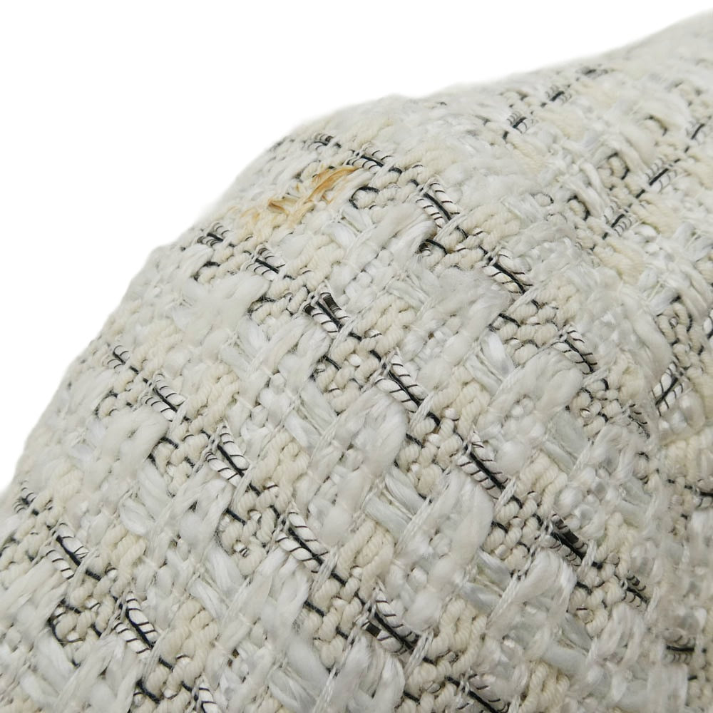 CHANEL シャネル P24960W03484 05C Collarless Single Breasted Tweed Jacket ノーカラー シングル ブレスト ツイード 半袖 ジャケット ホワイト系 ベージュ系 42【中古】