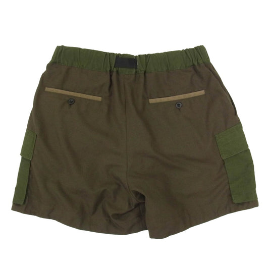 Sacai サカイ 22SS 22-02675M Suiting Mix Shorts スーチング カーゴ ベルテッド ショート パンツ ショーツ カーキ系 3【中古】