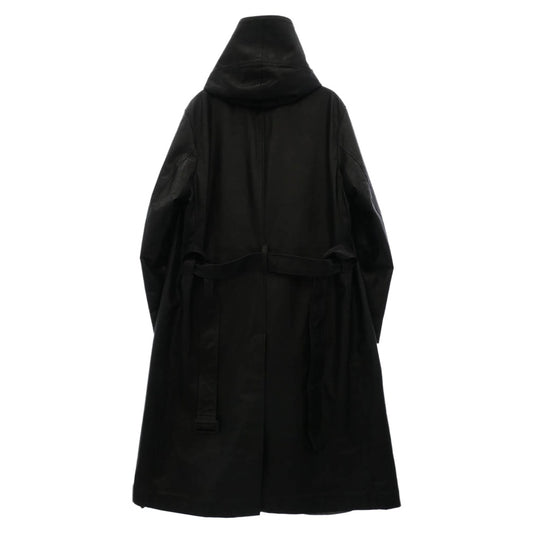 Yohji Yamamoto POUR HOMME ヨウジヤマモトプールオム 24AW HO-C99-703 ISAMU KATAYAMA BACKLASH イサムカタヤマバックラッシュ カウレザー フーデッド コート ブラック系 2【中古】