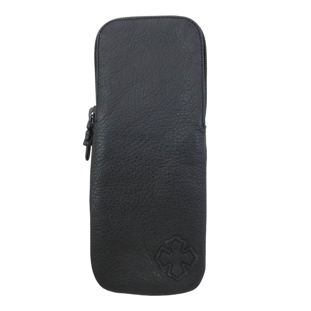 CHROME HEARTS クロムハーツ（原本無） レザー クロスパッチ アイウェアケース ブラック系【中古】 CHROME HEARTS クロムハーツ（原本無） レザー クロスパッチ アイ