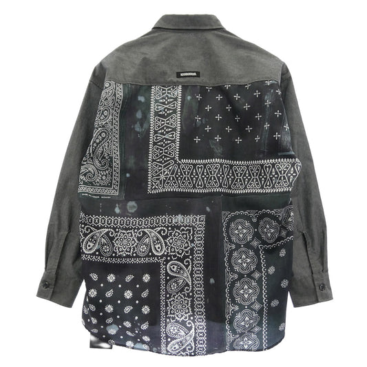 NEIGHBORHOOD ネイバーフッド 21AW 212TSNH-SHM05 BANDANA CHOPPED-2 CE-SHIRT バンダナ シャツ グレー系 S【美品】【中古】