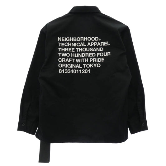NEIGHBORHOOD ネイバーフッド 22SS 221TSNH-SHM01 CLASSIC WORK EC-SHIRT ロゴプリント クラシック ワークシャツ ブラック系 S【美品】【中古】