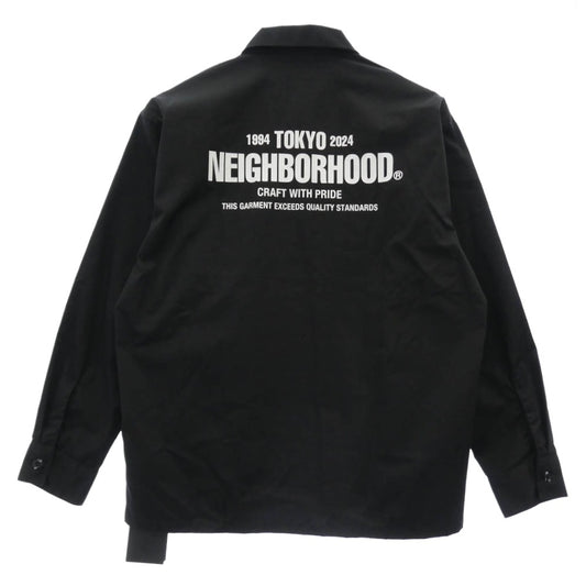 NEIGHBORHOOD ネイバーフッド 24SS 241TSNH-SHM01 CLASSIC WORK SHIRT ロゴプリント ワッペン クラシック ワークシャツ ブラック系 S【美品】【中古】