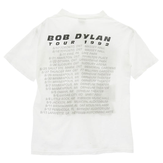 90s USA製 BOB DYLAN ボブディラン BROCKUMタグ 1992ツアー 半袖 Tシャツ ホワイト系 L【中古】