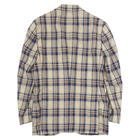 デ ペトリロ シルク100% 段返り 2B チェック テーラード ジャケット マルチカラー系 42【中古】