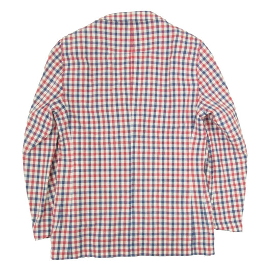 LARDINI ラルディーニ JK.64 3B ブートニエール付き 段返り コットン チェック テーラード ジャケット マルチカラー系 46【中古】