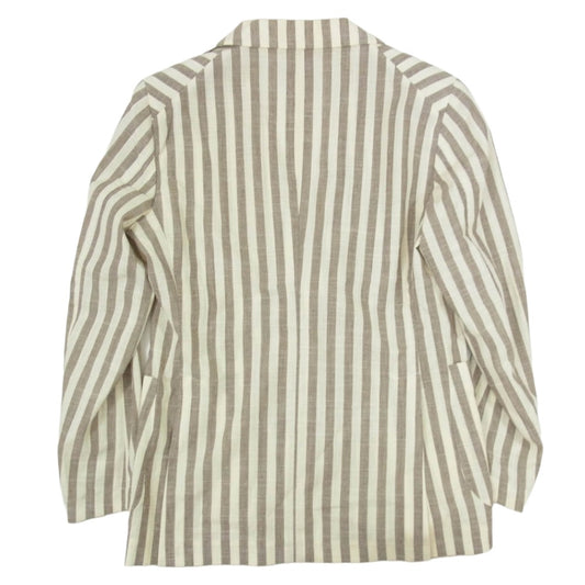 TAGLIATORE G-DAKAR22K Brilla per il gusto リネン ウール ストライプ テーラード ジャケット ブラウン系 44【中古】