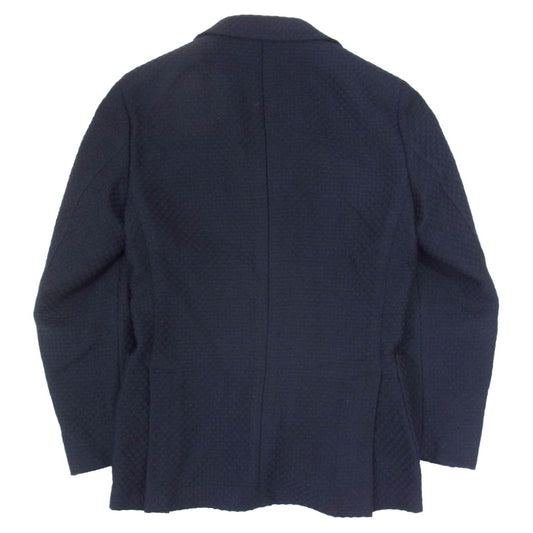 LARDINI ラルディーニ no.34 FABRIC ブートニエール付き ウール ニット 3B シングル テーラードジャケット ネイビー系 42【中古】
