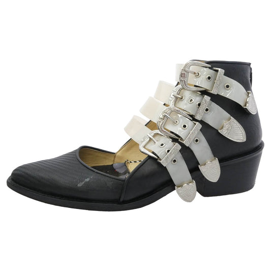 TOGA トーガ PULLA プルラ 4連バックル ウエスタン ショートブーツ ブラック系 クリア系 40【中古】