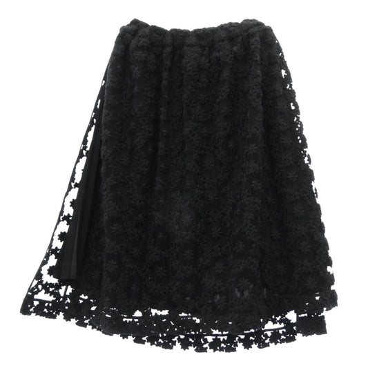 COMME des GARCONS NOIR コムデギャルソン ノワール 17AW 3T-S004 kei ninomiya ケイニノミヤ レイヤード レースフラワー刺繍 プリーツ スカート ブラック系 S【中古】