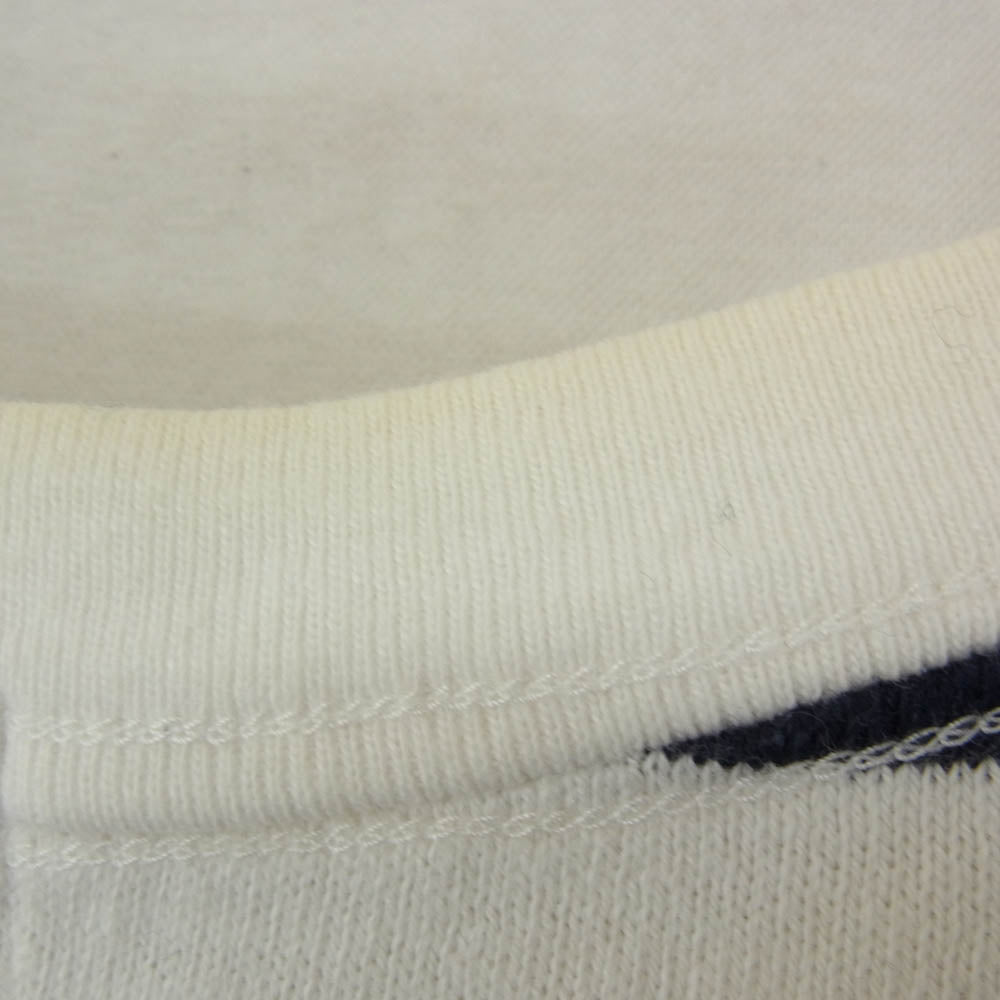 A BATHING APE アベイシングエイプ ボーダー ワッペン ポケット 半袖 Tシャツ ネイビー系 L【中古】