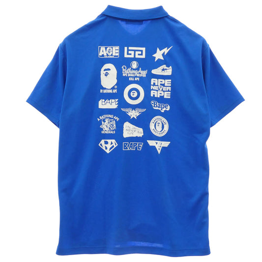 A BATHING APE アベイシングエイプ マルチロゴ BAPE 半袖 ポロシャツ ブルー系 ホワイト系 XL【中古】