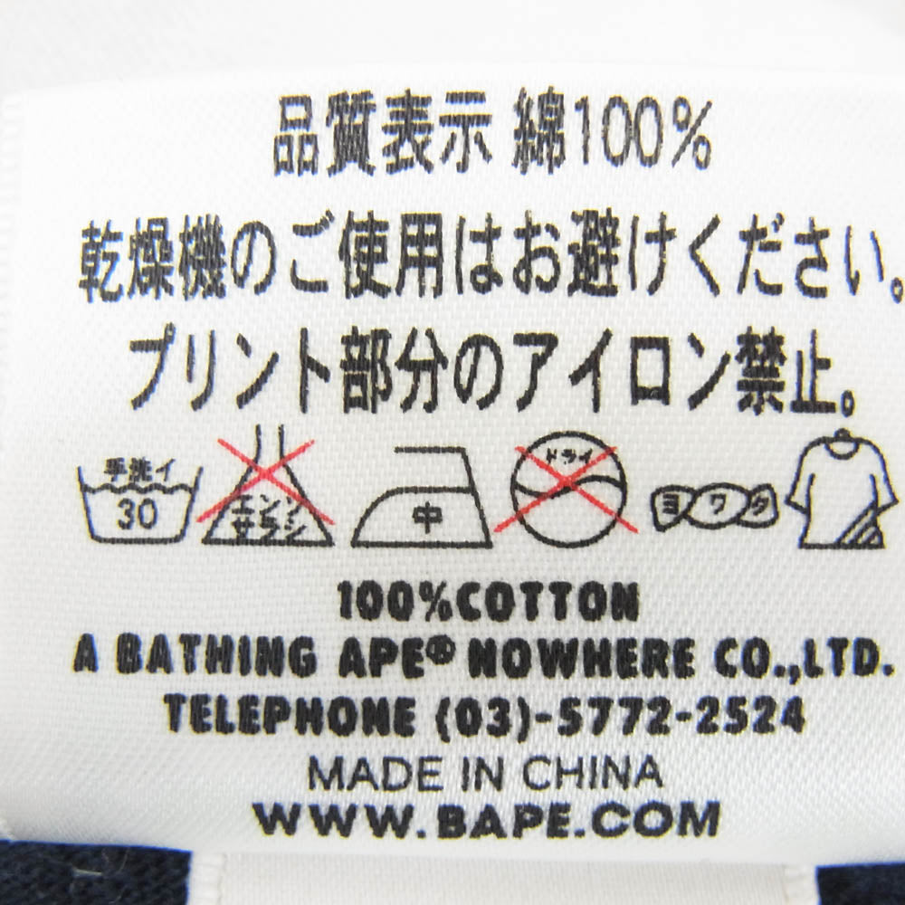 A BATHING APE アベイシングエイプ BUSY WORKS TEE サークルロゴプリント クルーネック 半袖 Tシャツ ネイビー系 L【中古】