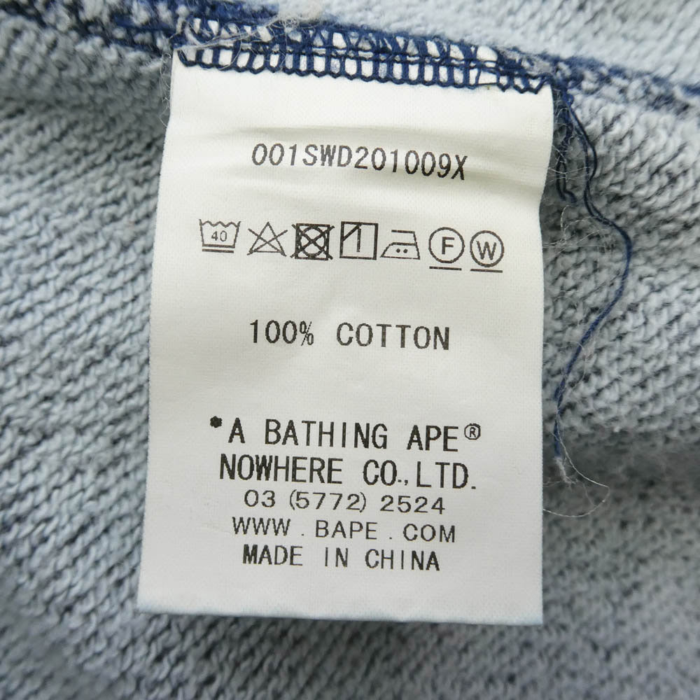 A BATHING APE アベイシングエイプ 001SWD201009X ロゴワッペン アームロゴ クルーネック スウェット トレーナー ブルー系 XL【中古】