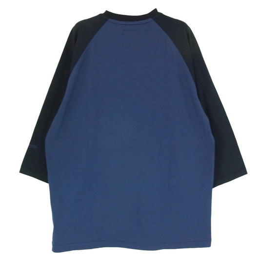 A BATHING APE アベイシングエイプ BAPE ラグラン ロゴプリント 七分袖 カットソー Tシャツ ネイビー系 L【中古】