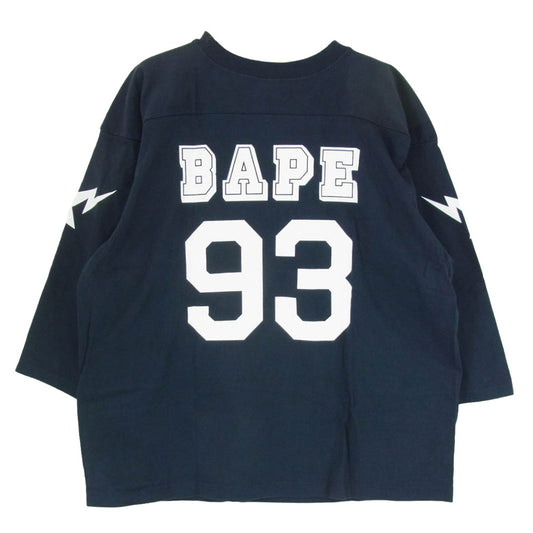 A BATHING APE アベイシングエイプ 七分袖 フットボールT カットソー ネイビー系 XL【中古】