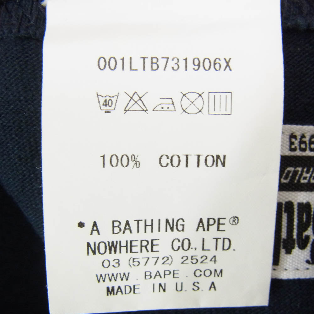A BATHING APE アベイシングエイプ 七分袖 フットボールT カットソー ネイビー系 XL【中古】
