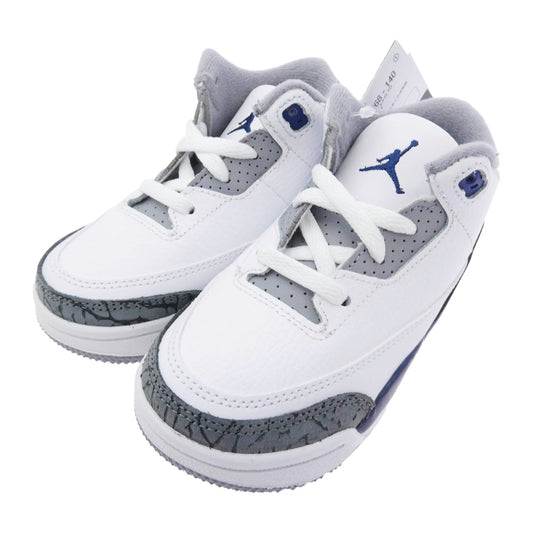 NIKE ナイキ DM0968-140 TD Air Jordan 3 Retro Midnight Navy エアジョーダン3 レトロ ミッドナイト ネイビー キッズ スニーカー ホワイト系 ブルー系 グレー系 13cm【新古品】【未使用】【中古】